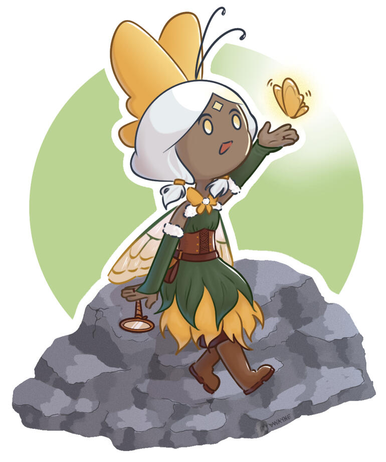 Bean wearing the Frolicsome Entomologist cosmetics art by Parflu_bonk